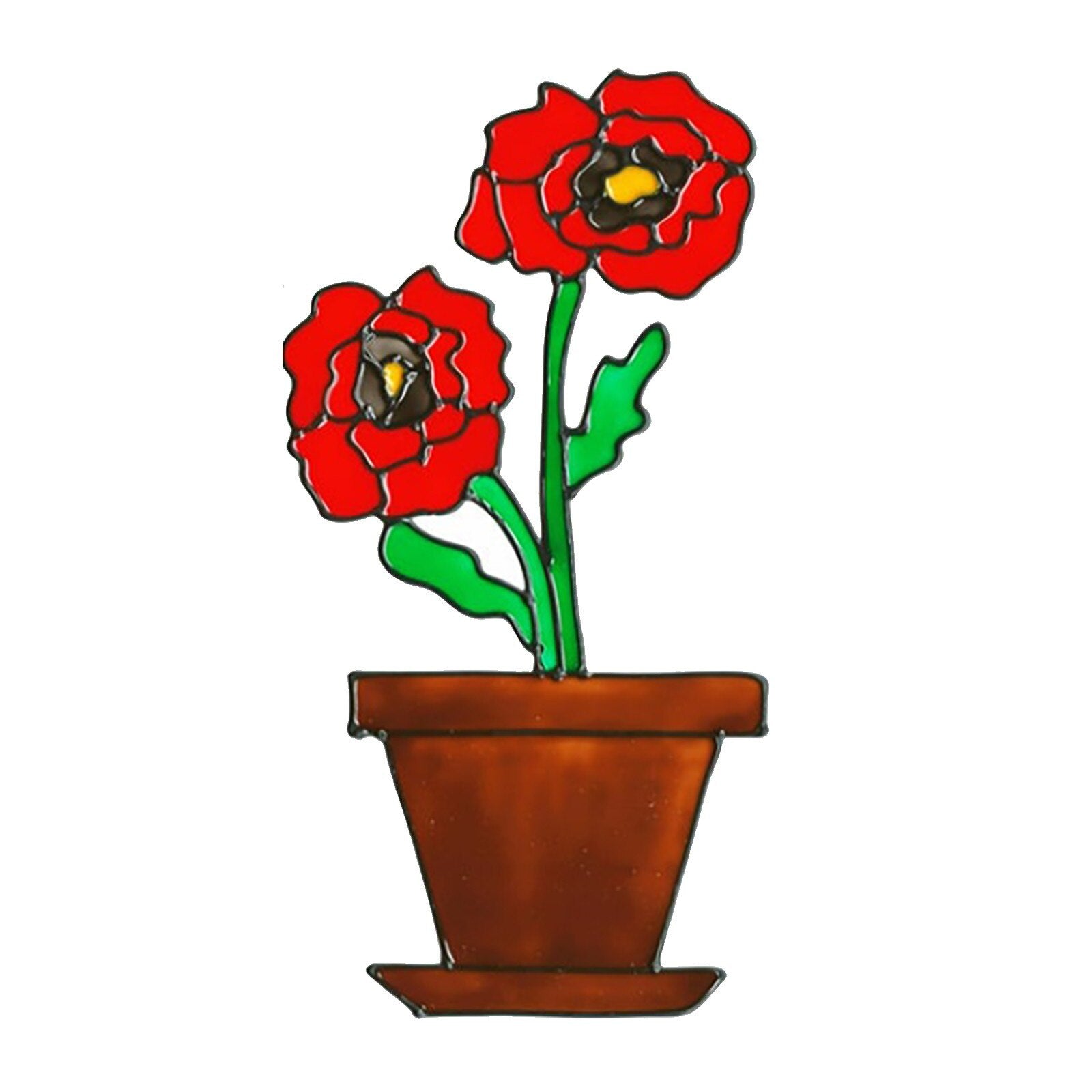 Red Flower Pot Wall Stickers Window Decoration Home Decor Living Room Decals