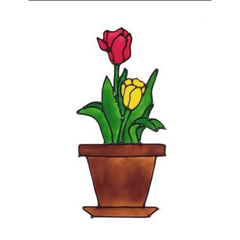 Red Flower Pot Wall Stickers Window Decoration Home Decor Living Room Decals