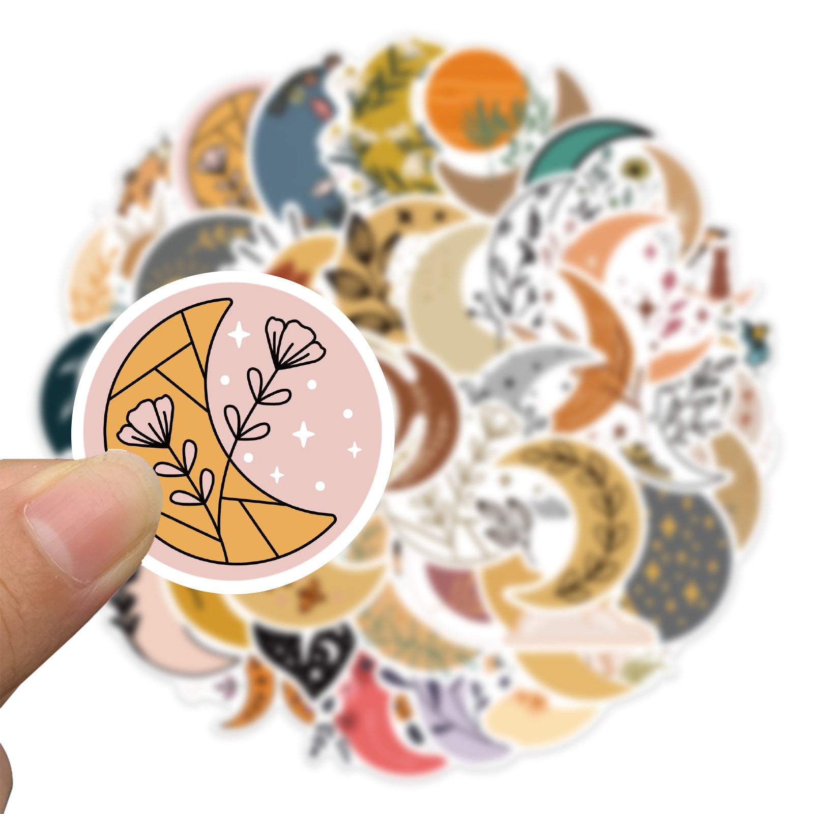 50pcs Moon Flower Cartoon Stickers Waterproof Room Decoration
