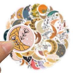 50pcs Moon Flower Cartoon Stickers Waterproof Room Decoration