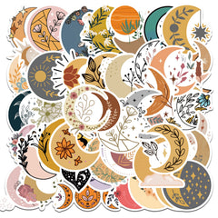 50pcs Moon Flower Cartoon Stickers Waterproof Room Decoration