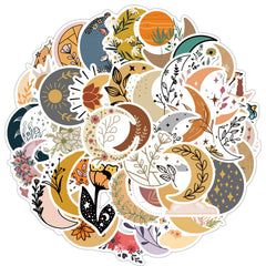 50pcs Moon Flower Cartoon Stickers Waterproof Room Decoration