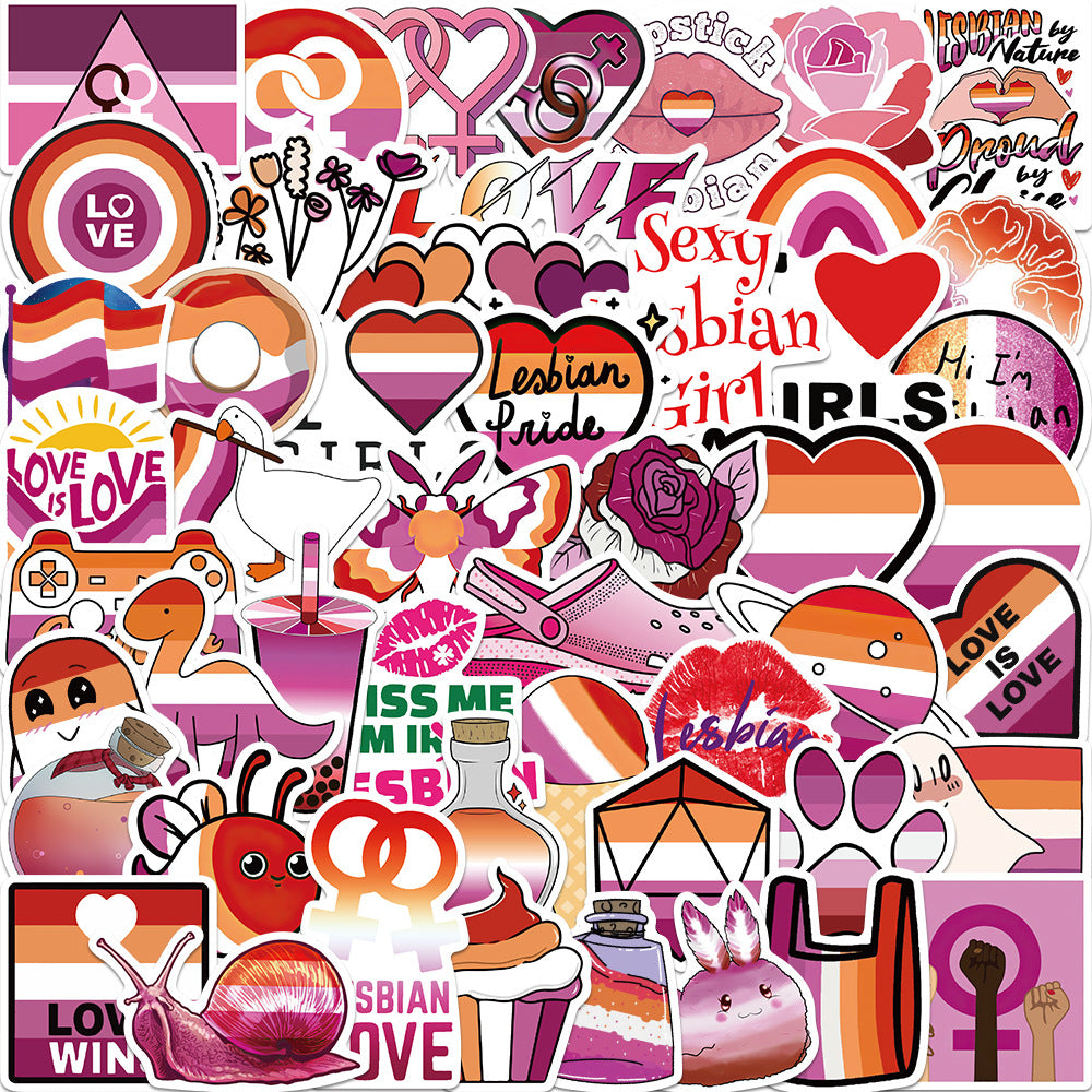 50pcs Purple Lesbian Cartoon Stickers Waterproof DIY Room Decoration