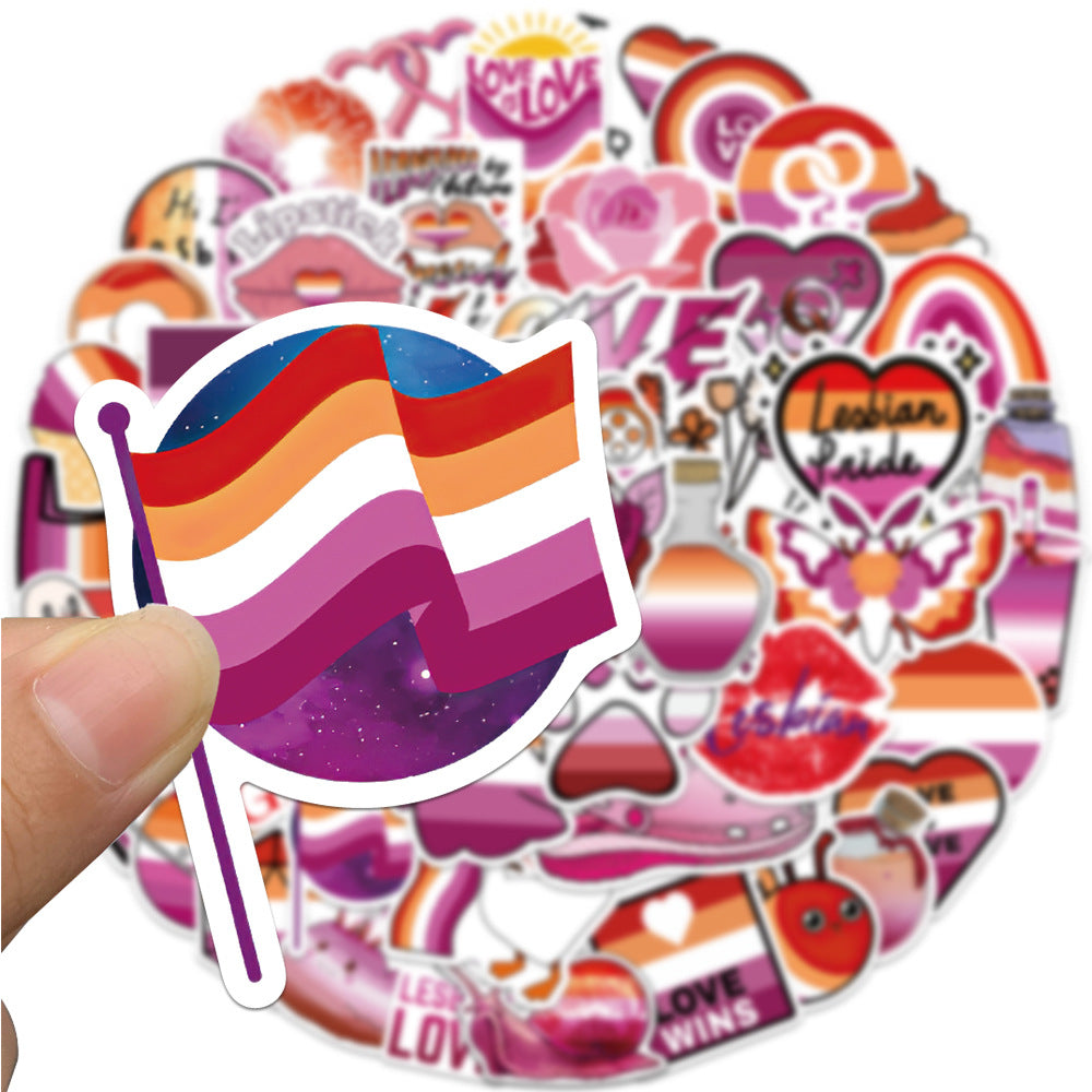 50pcs Purple Lesbian Cartoon Stickers Waterproof DIY Room Decoration