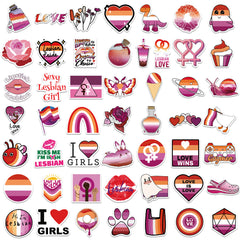 50pcs Purple Lesbian Cartoon Stickers Waterproof DIY Room Decoration