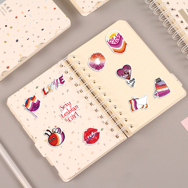 50pcs Purple Lesbian Cartoon Stickers Waterproof DIY Room Decoration