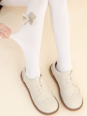 Girls Elastic Pantyhose with Vertical Ribbon Knit Bow