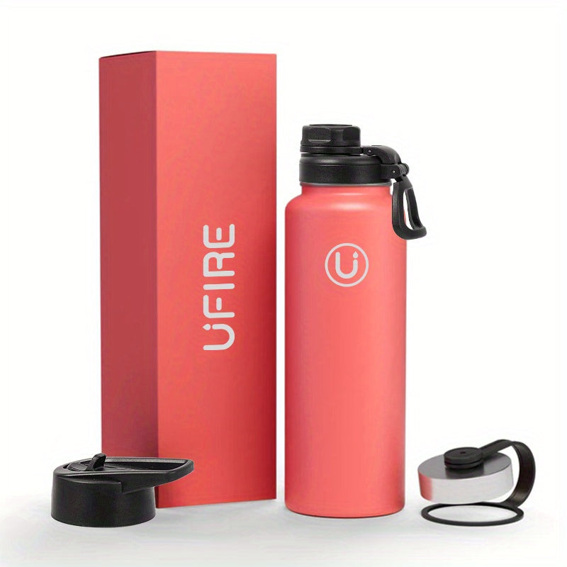 22 oz Vacuum Insulated Sports Water Bottle with 3 Lids