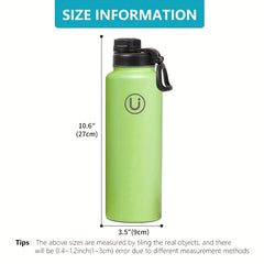 22 oz Vacuum Insulated Sports Water Bottle with 3 Lids