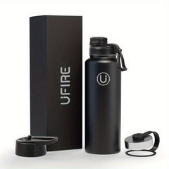 22 oz Vacuum Insulated Sports Water Bottle with 3 Lids