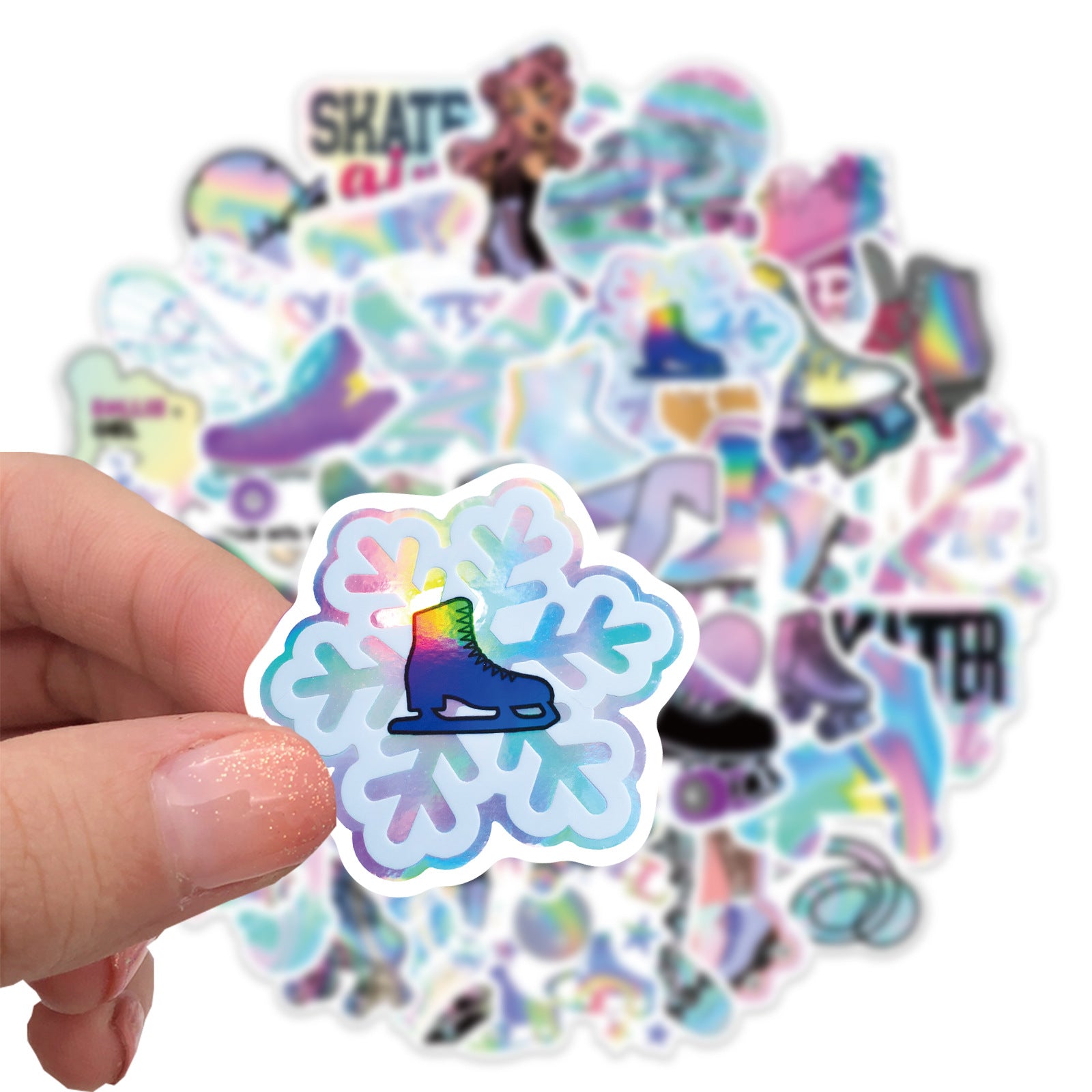 50pcs Cartoon Laser Skating Stickers Fun Waterproof DIY Room Decoration