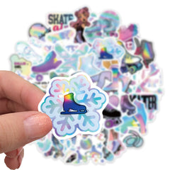 50pcs Cartoon Laser Skating Stickers Fun Waterproof DIY Room Decoration
