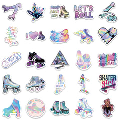 50pcs Cartoon Laser Skating Stickers Fun Waterproof DIY Room Decoration