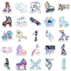 50pcs Cartoon Laser Skating Stickers Fun Waterproof DIY Room Decoration