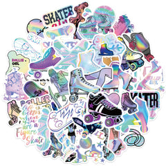 50pcs Cartoon Laser Skating Stickers Fun Waterproof DIY Room Decoration