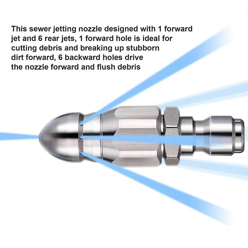 Water Mouse Head Sewer Pipe Dredging Nozzle 5000psi Stainless Steel