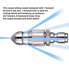Water Mouse Head Sewer Pipe Dredging Nozzle 5000psi Stainless Steel