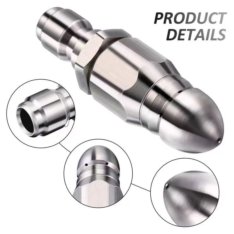 Water Mouse Head Sewer Pipe Dredging Nozzle 5000psi Stainless Steel