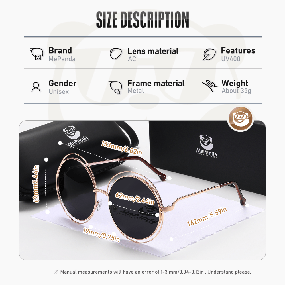 MePanda Retro Unisex Large Round Frame Sunglasses