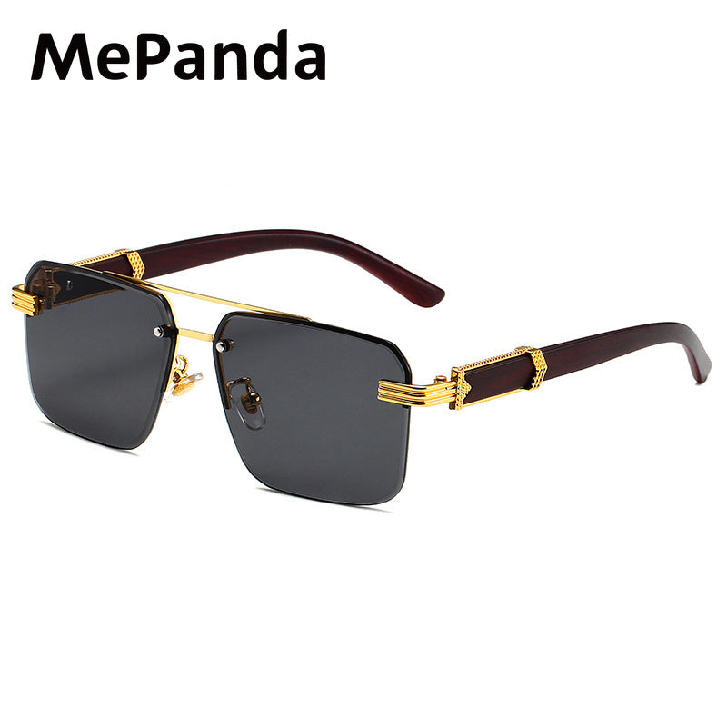 MePanda Square Metal Wood Sunglasses Unisex