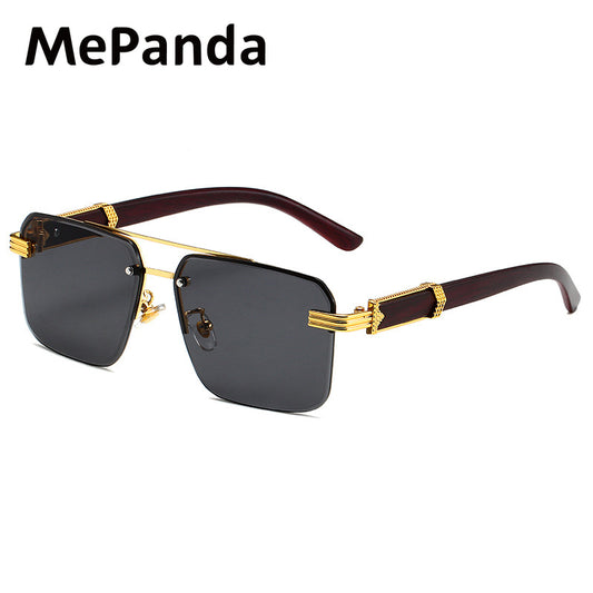 MePanda Square Metal Wood Sunglasses Unisex