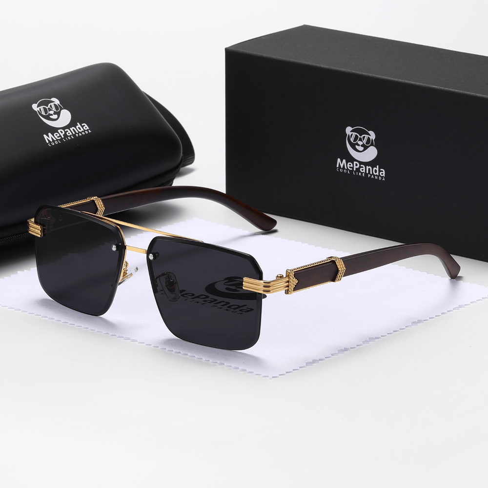 MePanda Square Metal Wood Sunglasses Unisex
