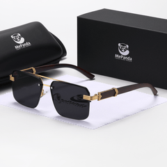 MePanda Square Metal Wood Sunglasses Unisex
