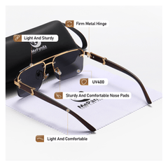 MePanda Square Metal Wood Sunglasses Unisex