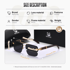 MePanda Square Metal Wood Sunglasses Unisex
