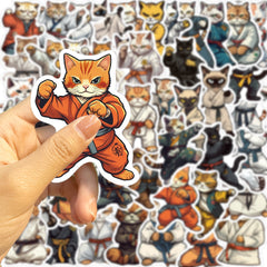 50 Cartoon Kung Fu Cat Stickers Waterproof DIY Room Decoration For Teens