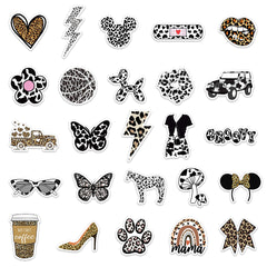 50pcs Leopard Print Stickers Waterproof Reusable DIY Room Decor For Teens Adults