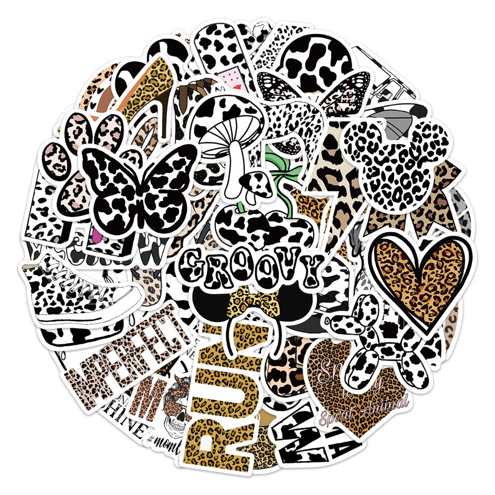 50pcs Leopard Print Stickers Waterproof Reusable DIY Room Decor For Teens Adults