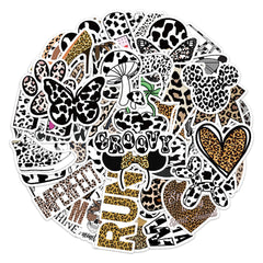 50pcs Leopard Print Stickers Waterproof Reusable DIY Room Decor For Teens Adults