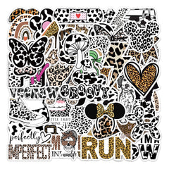50pcs Leopard Print Stickers Waterproof Reusable DIY Room Decor For Teens Adults