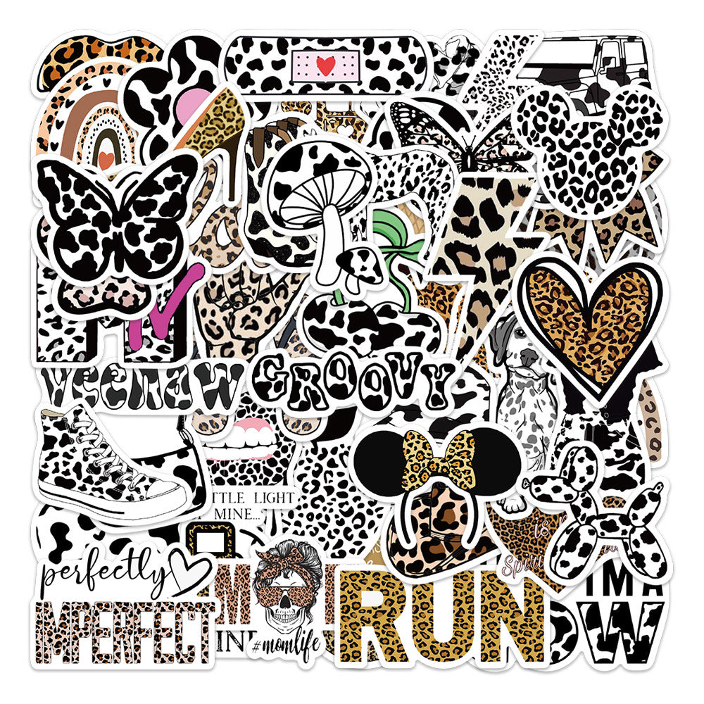 50pcs Leopard Print Stickers Waterproof Reusable DIY Room Decor For Teens Adults