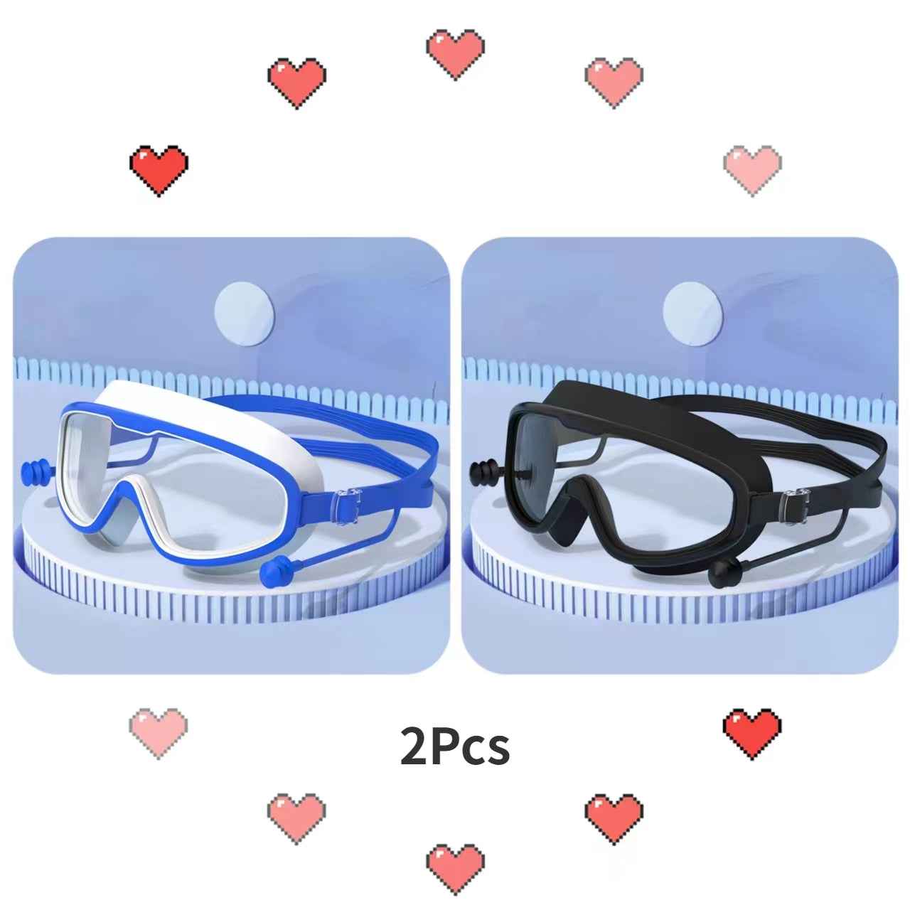 Adults Large Frame Swimming Goggles Waterproof Anti-fog HD Glasses