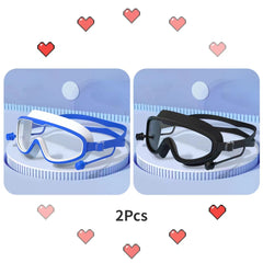 Adults Large Frame Swimming Goggles Waterproof Anti-fog HD Glasses