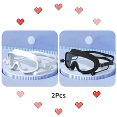Adults Large Frame Swimming Goggles Waterproof Anti-fog HD Glasses