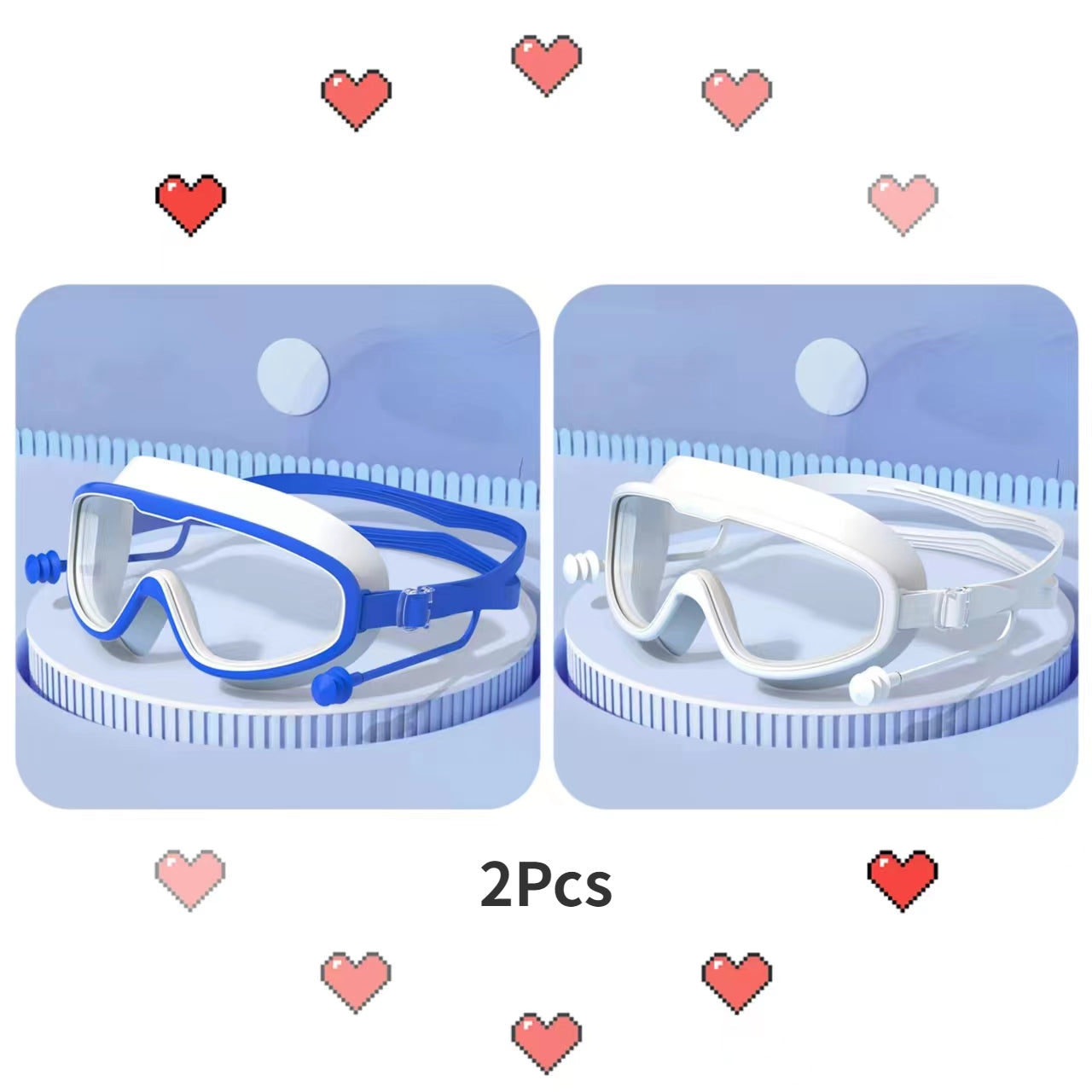 Adults Large Frame Swimming Goggles Waterproof Anti-fog HD Glasses
