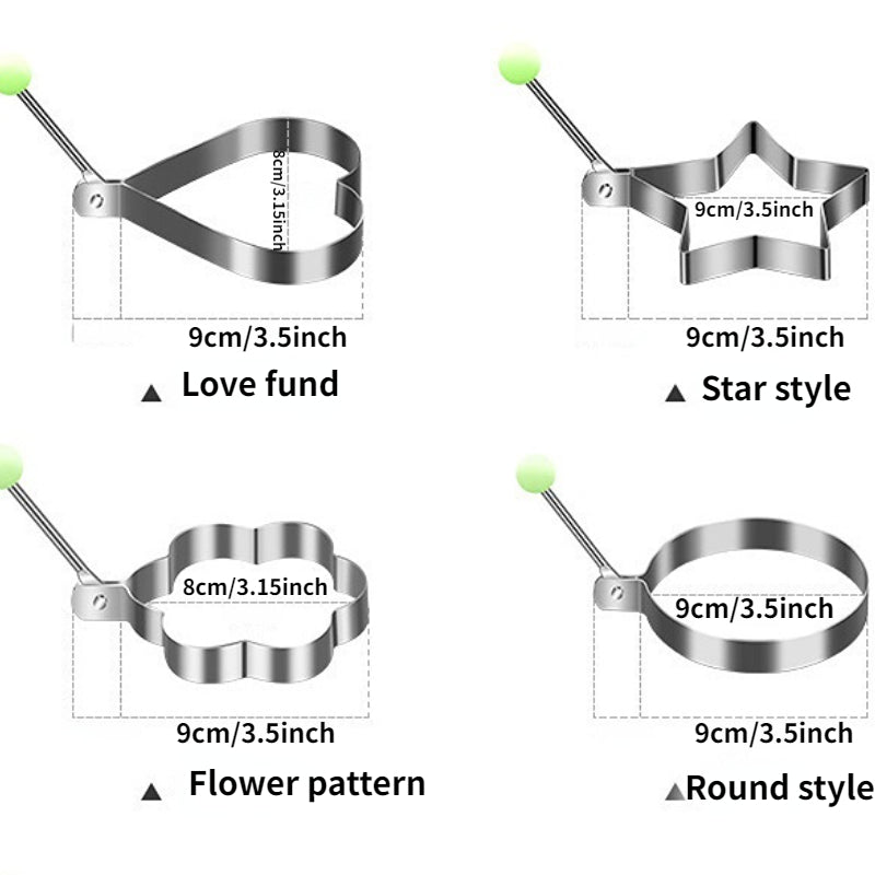 Stainless Steel Egg Shaper Mold Set RV Kitchen Gadget Rings - 4 Styles