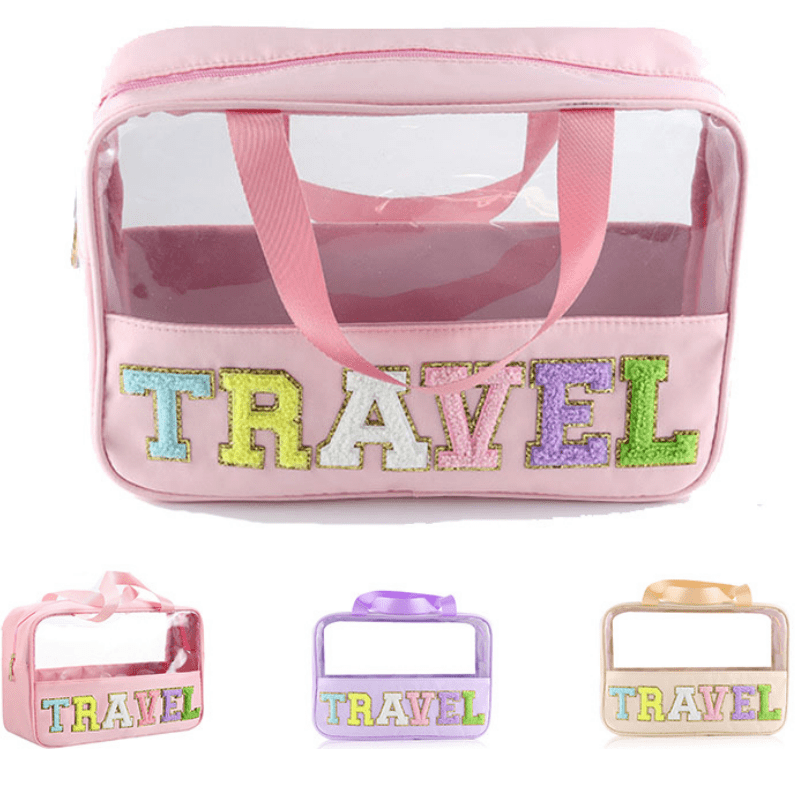 Plush Letter Pattern Cosmetic Handbag Lightweight Makeup Bag