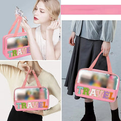 Plush Letter Pattern Cosmetic Handbag Lightweight Makeup Bag