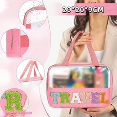 Plush Letter Pattern Cosmetic Handbag Lightweight Makeup Bag