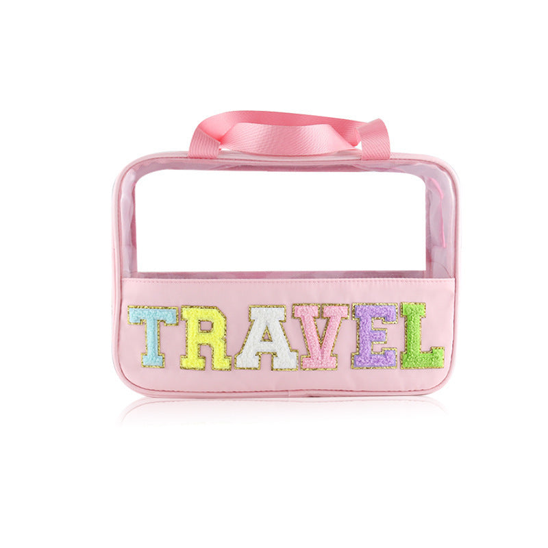 Plush Letter Pattern Cosmetic Handbag Lightweight Makeup Bag