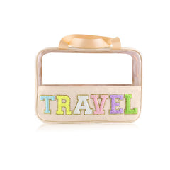 Plush Letter Pattern Cosmetic Handbag Lightweight Makeup Bag