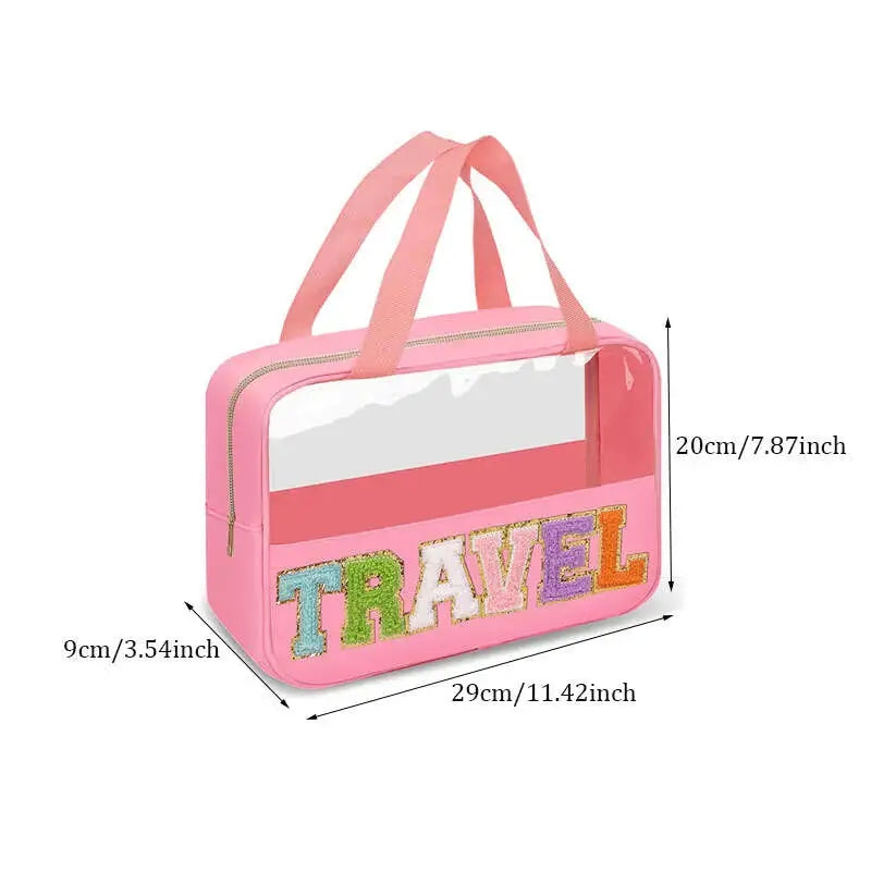 Plush Letter Pattern Cosmetic Handbag Lightweight Makeup Bag