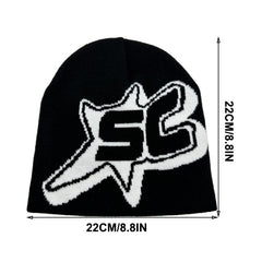 Sport Windproof Knit Beanie Hat Letter SC Warm Ski Cold Hat Men Women