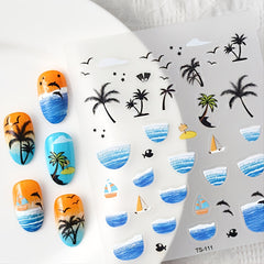 5D Summer Sea Beach Nail Art Stickers Self Adhesive Decals