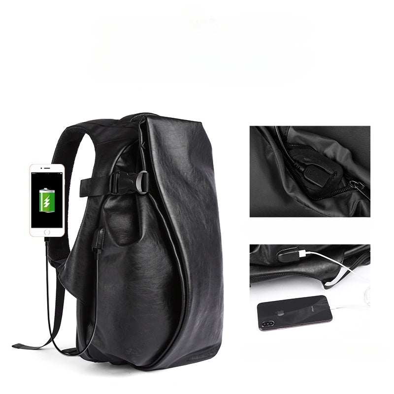 Men's Backpack USB Charge Travel Laptop Back Packs 40 PU Leather School Bag
