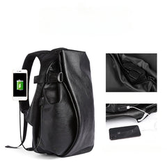 Men's Backpack USB Charge Travel Laptop Back Packs 40 PU Leather School Bag